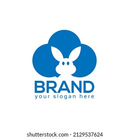 Cloud rabbit logo vector. Flat design. Vector Illustration on white background
