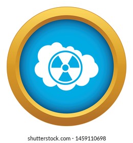 Cloud and radioactive sign icon blue vector isolated on white background for any design
