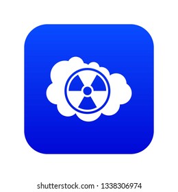 Cloud and radioactive sign icon digital blue for any design isolated on white vector illustration