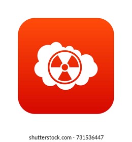 Cloud and radioactive sign icon digital red for any design isolated on white vector illustration