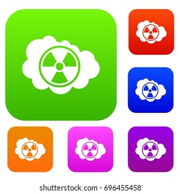 Cloud and radioactive sign set icon in different colors isolated vector illustration. Premium collection