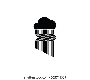  Cloud and rain. Abstract vector icon.