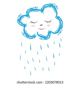 cloud with rain childrens illustration crayons vector