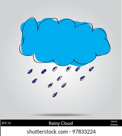 Cloud With Rain Doodle Cartoon Sketch Vector Illustration