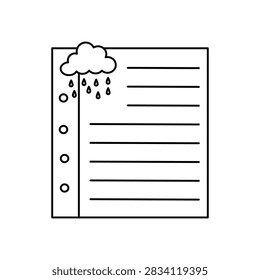 Cloud rain doodle paper note illustration