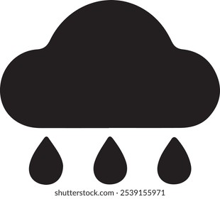 Cloud rain drop icon, silhouette vector art, black shape icon.