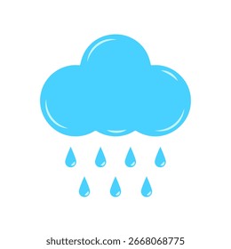 Nube con el icono de gota de lluvia. Símbolo de Clima aislado sobre fondo blanco para App, Web y Diseño gráfico. Ilustración vectorial