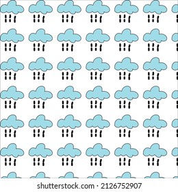 cloud with rain drop pattern on white background