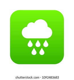 Cloud with rain drops icon digital green for any design isolated on white vector illustration