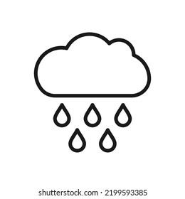 Cloud with rain drops icon in simple style isolated vector illustration