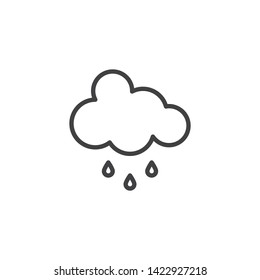 Cloud and rain drops line icon. linear style sign for mobile concept and web design. Rainy cloud outline vector icon. Weather meteorology symbol, logo illustration. Vector graphics