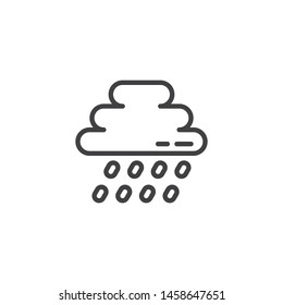Cloud with rain drops line icon. linear style sign for mobile concept and web design. Rainy cloud outline vector icon. Autumn weather symbol, logo illustration. Vector graphics