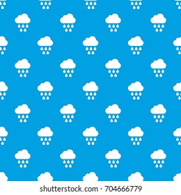 Cloud with rain drops pattern repeat seamless in blue color for any design. Vector geometric illustration