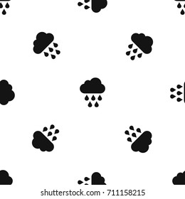 Cloud with rain drops pattern repeat seamless in black color for any design. Vector geometric illustration
