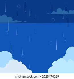 Cloud , rain, rain drops. rainy season, on Blue background,. vector illustration.