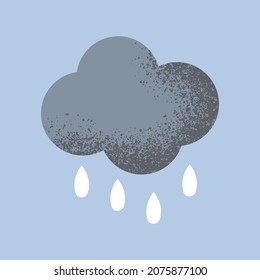 Nube con lluvia cae ilustración vectorial. Icono de vector de nube texturizado para diseño web y gráfico 