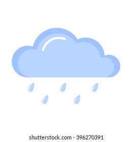 The cloud and rain drops. The weather icon. Flat design. Vector illustration.