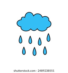 The cloud with rain drops , Weather. Rain season. Shower. Vector. Doodle. clip art