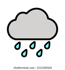 Cloud with rain emoji icon flat design isolated on white background