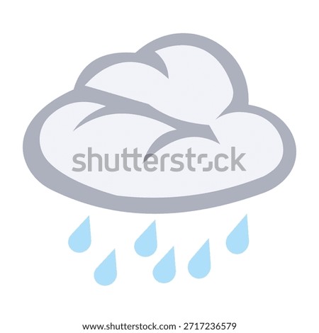 Cloud with rain emoji icon illustration isolated on white background. Cloud with rain sign symbol.