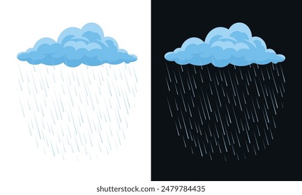 Cloud and rain. Falling water drops. Nature rainfall.