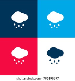 Cloud and rain four color material and minimal icon logo set in red and blue