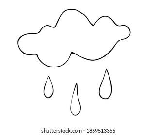 Cloud with rain. Hand drawn. Doodle. Vector