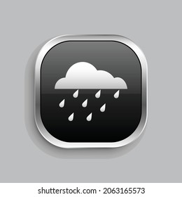 cloud rain heavy rain icon design. Glossy Button style rounded rectangle isolated on gray background.. Vector illustration