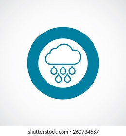 cloud rain icon bold blue circle border, white background  