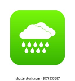 Cloud and rain icon digital green for any design isolated on white vector illustration