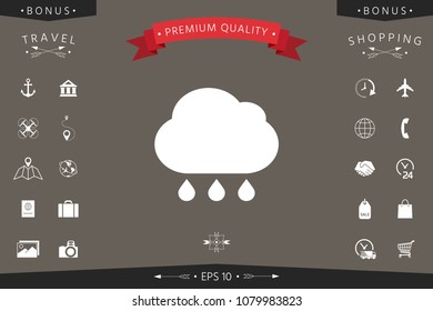 Cloud rain icon with drops