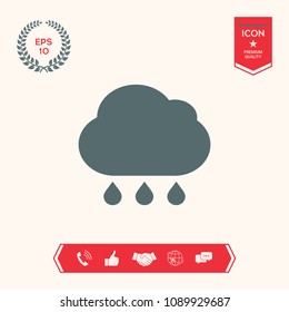 Cloud rain icon with drops