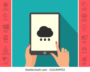Cloud rain icon with drops