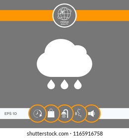 Cloud rain icon with drops