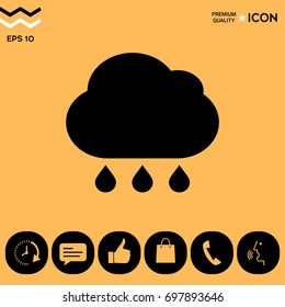 Cloud rain icon with drops