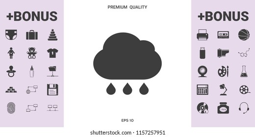 Cloud rain icon with drops - graphic elements for your design