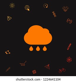 Cloud rain icon with drops. Graphic elements for your design