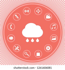 Cloud rain icon with drops. Graphic elements for your design
