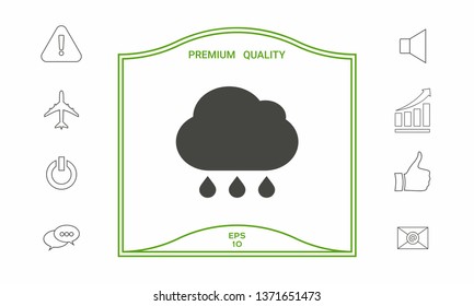 Cloud rain icon with drops. Graphic elements for your design