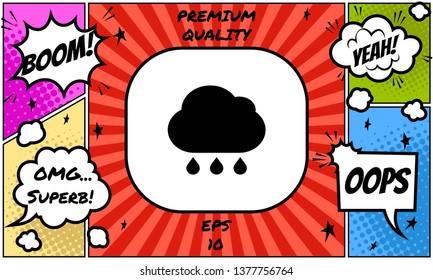 Cloud rain icon with drops. Graphic elements for your design