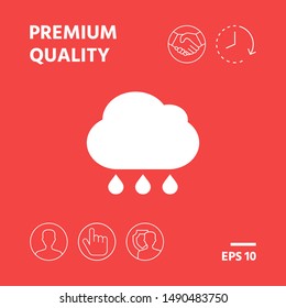 Cloud rain icon with drops. Graphic elements for your design