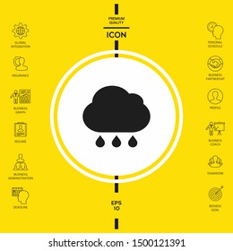 Cloud rain icon with drops. Graphic elements for your design