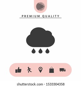 Cloud rain icon with drops. Graphic elements for your design