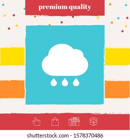 Cloud rain icon with drops. Graphic elements for your design