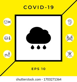 Cloud rain icon with drops. Graphic elements for your design