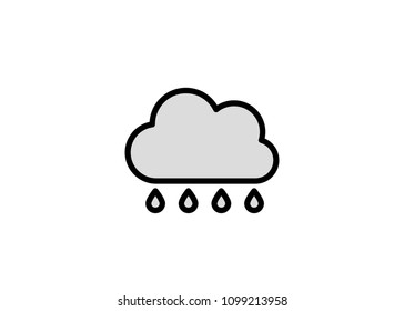 Cloud rain icon, filled line icon