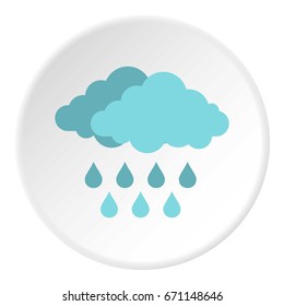 Cloud with rain icon in flat circle isolated vector illustration for web