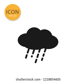Cloud with rain icon flat style in black color vector illustration on white background.
