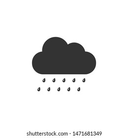 Cloud with rain icon isolated. Rain (nimbus) cloud precipitation with rain drops. Flat design. Vector Illustration