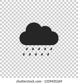 Cloud with rain icon isolated on transparent background. Rain (nimbus) cloud precipitation with rain drops. Flat design. Vector Illustration